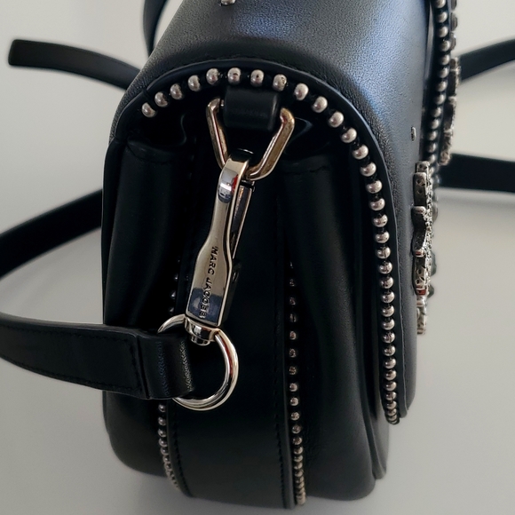 Marc Jacobs Jane Leather Saddle Crossbody Bag with Embelished Crystals - Picture 5 of 14